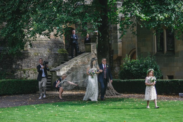 020 Durham-Wedding-Photographer-Stan-Seaton-Bride-Father-and-flower-girl-arriving.JPG