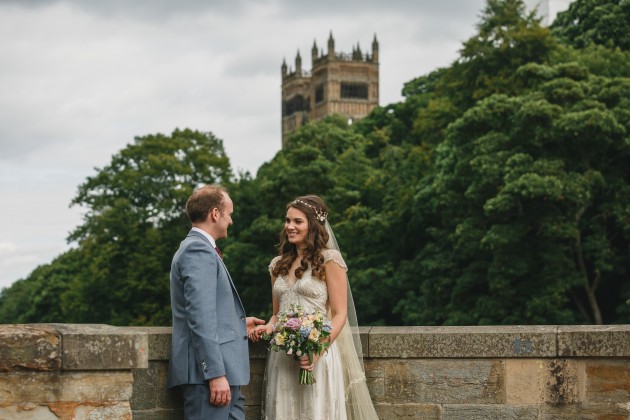 057 Durham-Castle-Wedding-Photographer-Stan-Seaton-bride-and-groom-on-Prebends-bridge.JPG