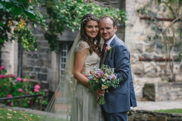 073 Durham-Castle-Wedding-Photographer-Stan-Seaton-Bride-and-groom-in-Hatfield-College-Garden.JPG